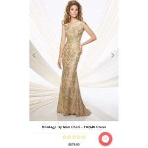 Montage by Mon Cheri Formal Fit & Flare Gold Gown